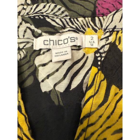Chico’s Floral Ruffle Sleeve Top Women’s 2 (Large) – Multicolor Print Blouse - Picture 5 of 6